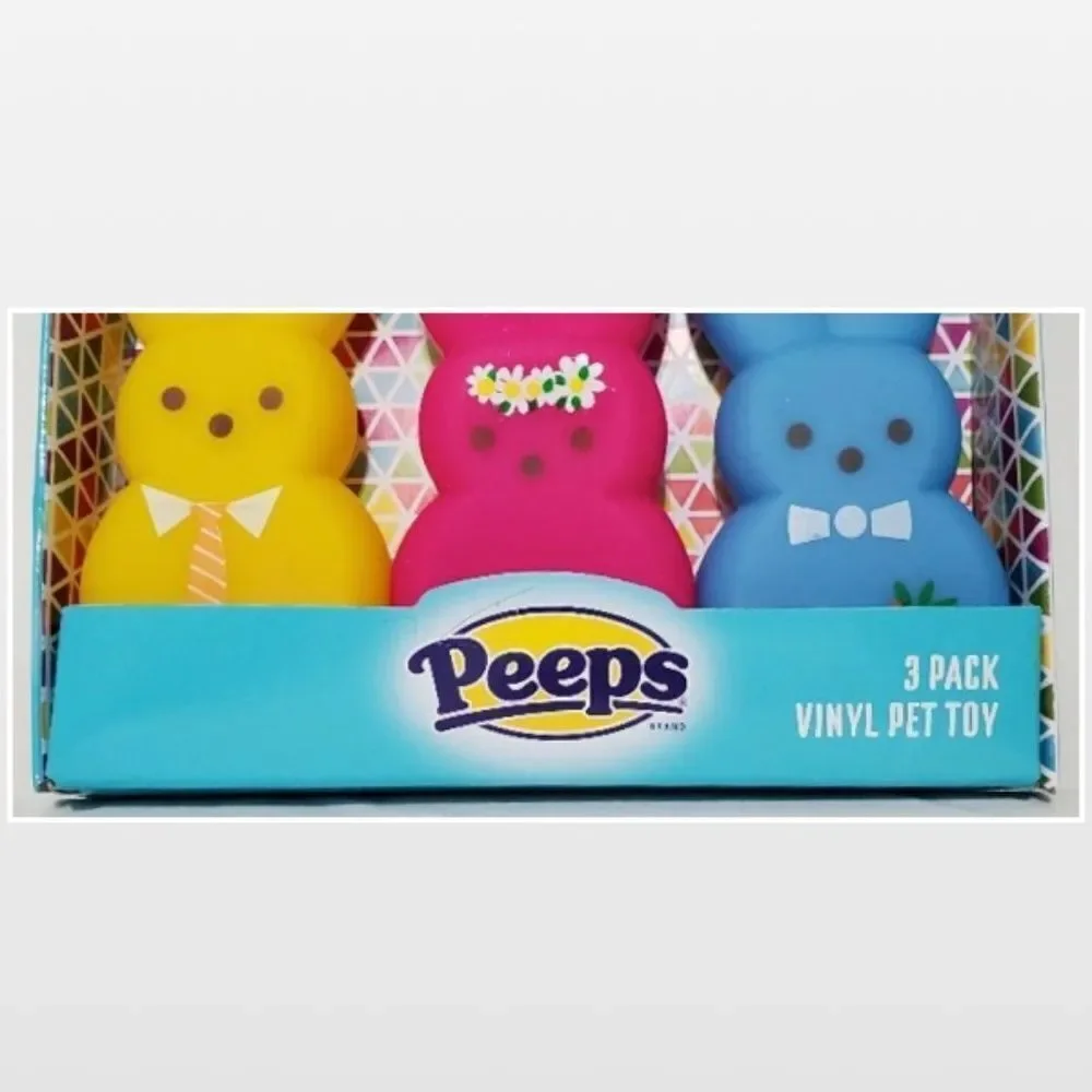 New Peeps Pet Toy Dog Squeaky Bunny Rabbit 3ct Vinyl Gift NWT